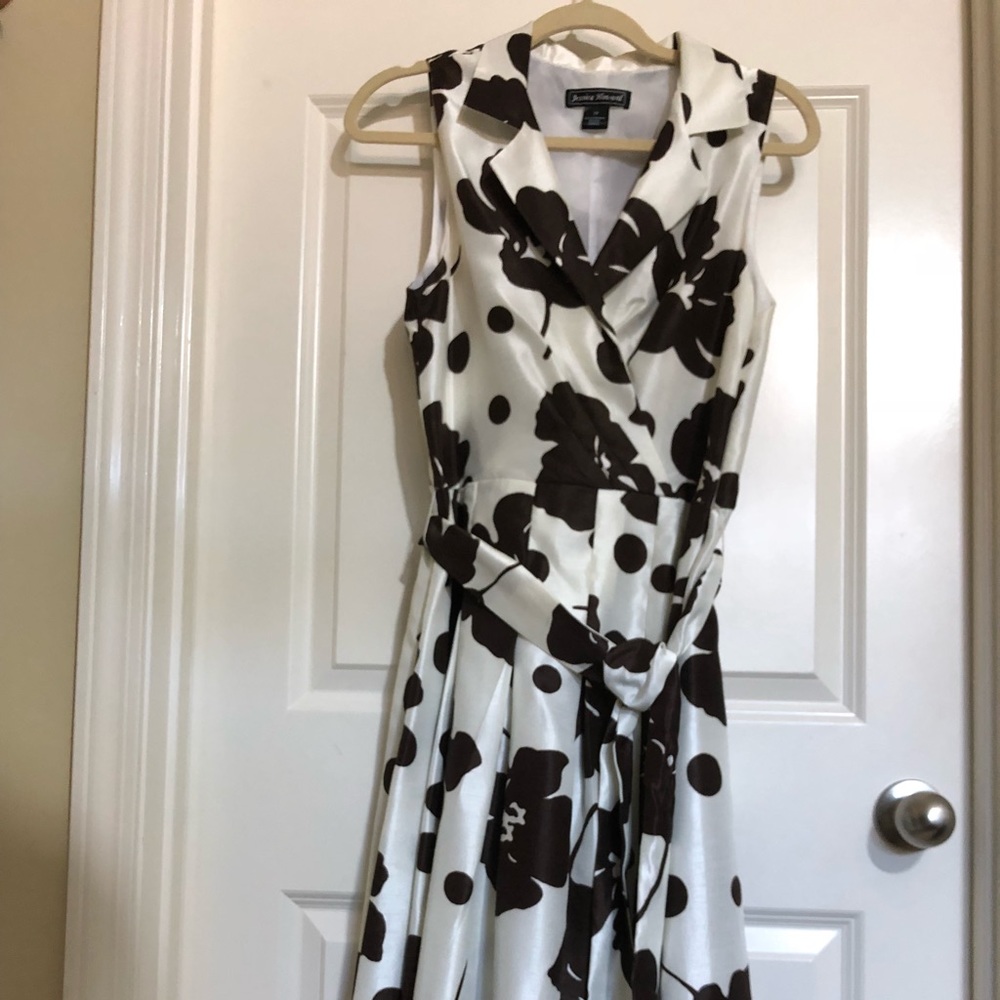 Chocolate brown and creme A line dress
